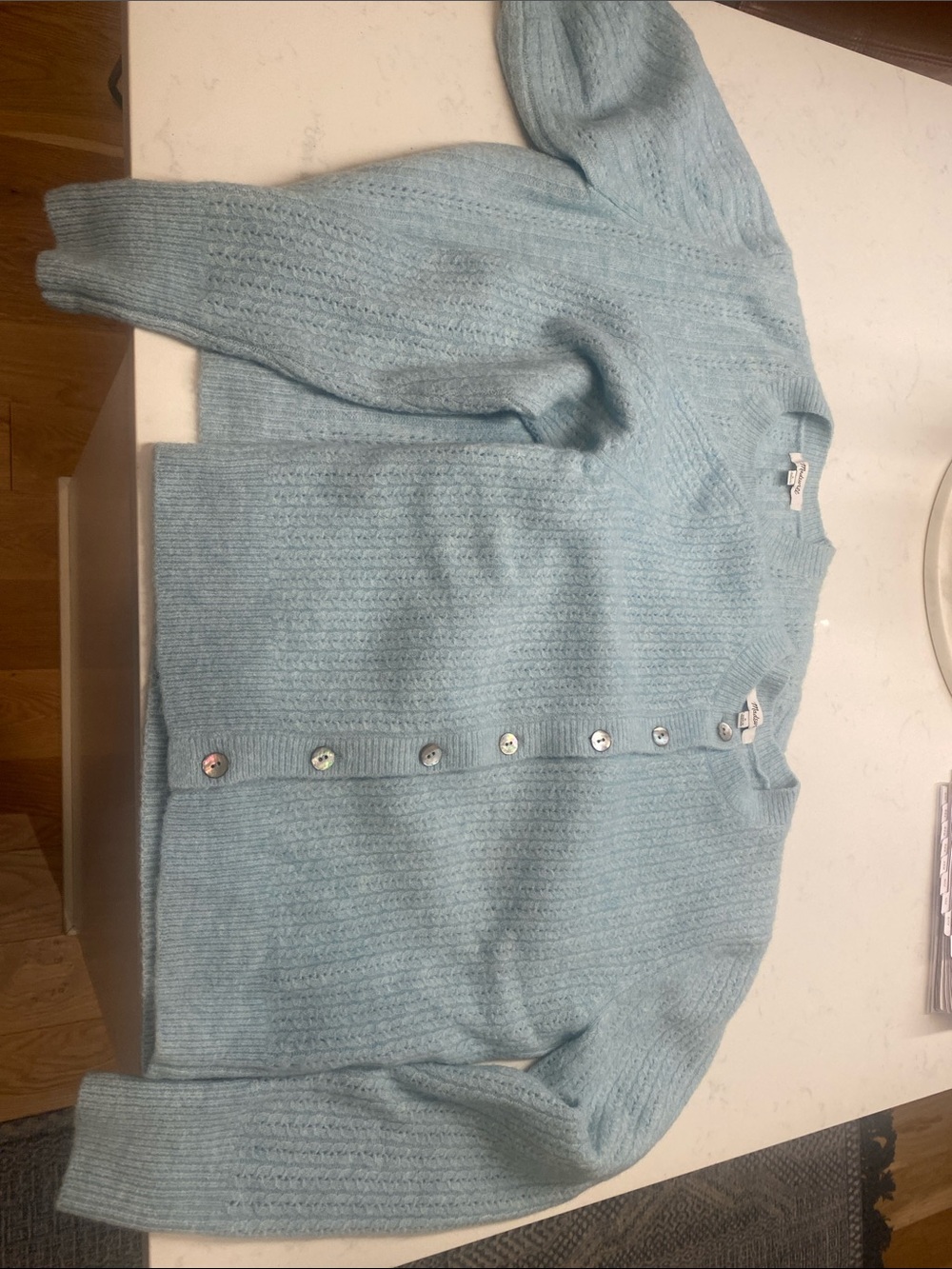 Madewell Sky Blue Button-Front Knit Cardigan